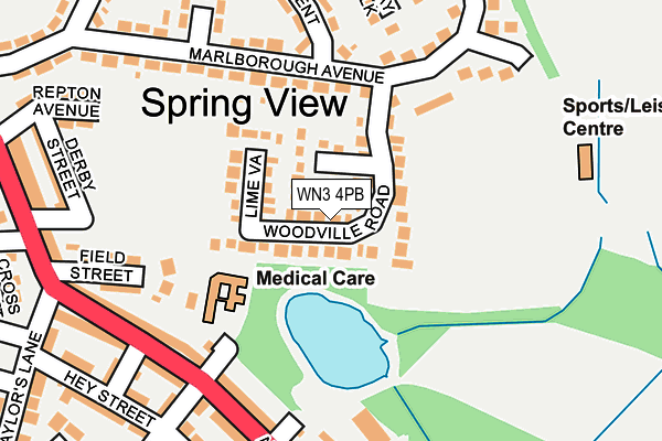 WN3 4PB map - OS OpenMap – Local (Ordnance Survey)