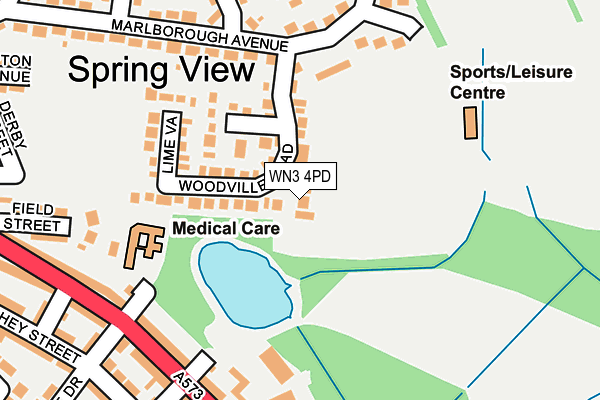 WN3 4PD map - OS OpenMap – Local (Ordnance Survey)