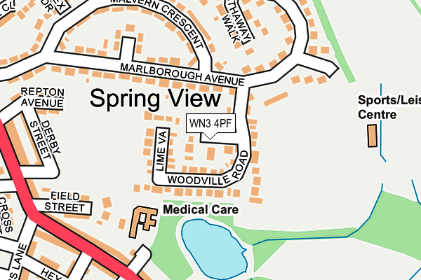 WN3 4PF map - OS OpenMap – Local (Ordnance Survey)