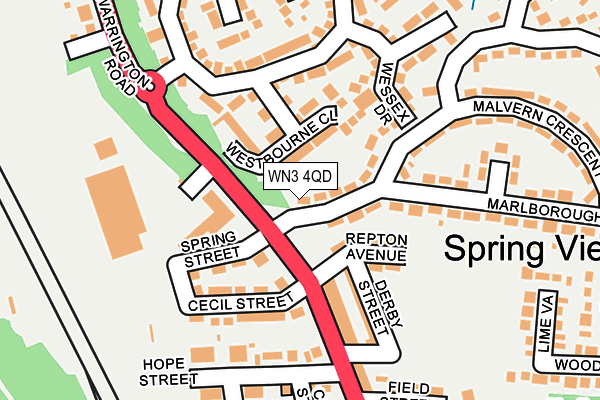 WN3 4QD map - OS OpenMap – Local (Ordnance Survey)