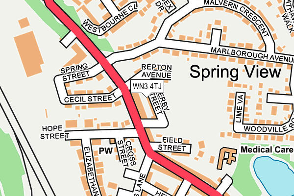 WN3 4TJ map - OS OpenMap – Local (Ordnance Survey)