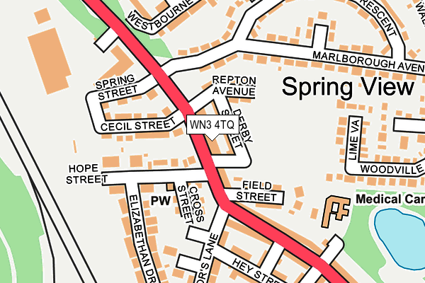 WN3 4TQ map - OS OpenMap – Local (Ordnance Survey)