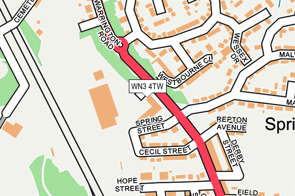 WN3 4TW map - OS OpenMap – Local (Ordnance Survey)