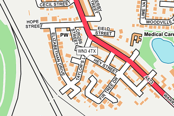 WN3 4TX map - OS OpenMap – Local (Ordnance Survey)