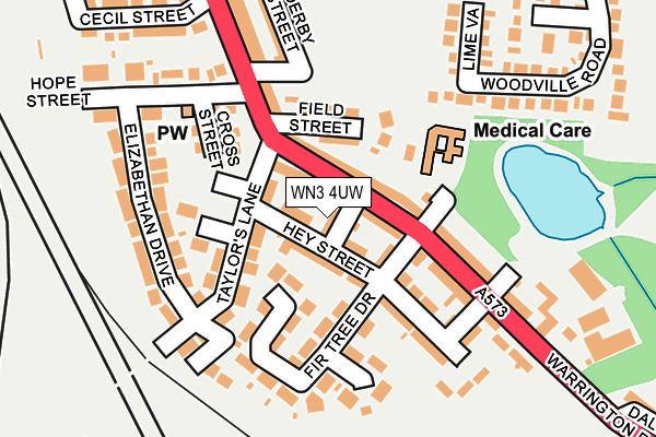 WN3 4UW map - OS OpenMap – Local (Ordnance Survey)