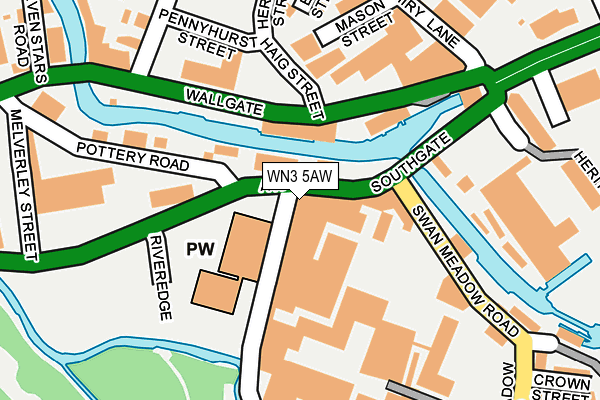WN3 5AW map - OS OpenMap – Local (Ordnance Survey)
