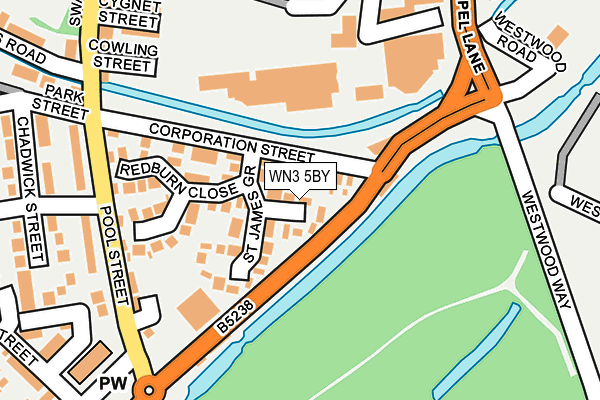 WN3 5BY map - OS OpenMap – Local (Ordnance Survey)