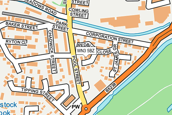 WN3 5BZ map - OS OpenMap – Local (Ordnance Survey)
