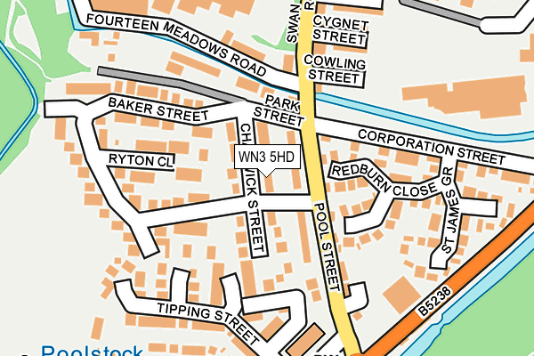 WN3 5HD map - OS OpenMap – Local (Ordnance Survey)