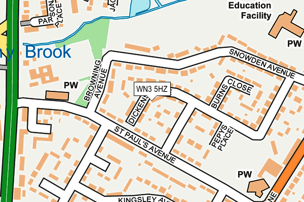 WN3 5HZ map - OS OpenMap – Local (Ordnance Survey)