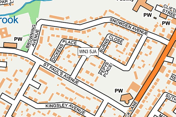 WN3 5JA map - OS OpenMap – Local (Ordnance Survey)