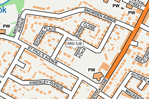 WN3 5JB map - OS OpenMap – Local (Ordnance Survey)