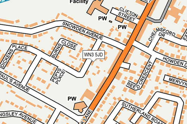 WN3 5JD map - OS OpenMap – Local (Ordnance Survey)
