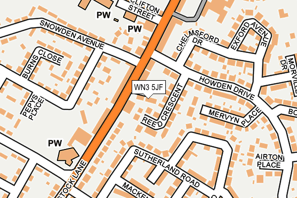 WN3 5JF map - OS OpenMap – Local (Ordnance Survey)