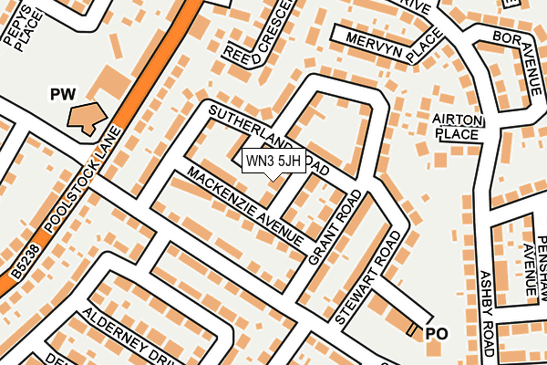 WN3 5JH map - OS OpenMap – Local (Ordnance Survey)