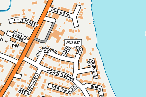 WN3 5JZ map - OS OpenMap – Local (Ordnance Survey)