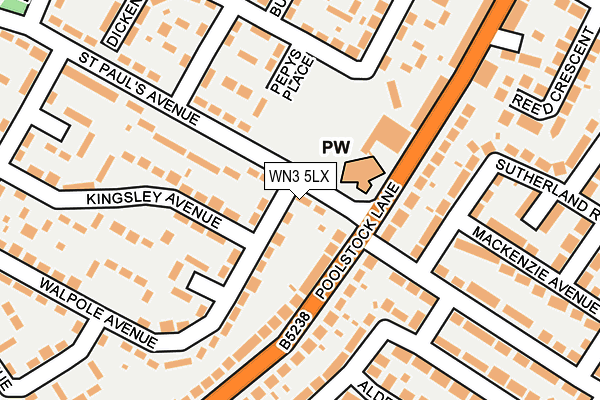 WN3 5LX map - OS OpenMap – Local (Ordnance Survey)