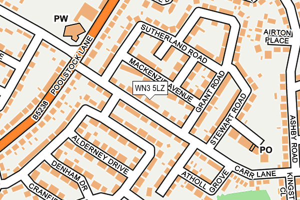 WN3 5LZ map - OS OpenMap – Local (Ordnance Survey)