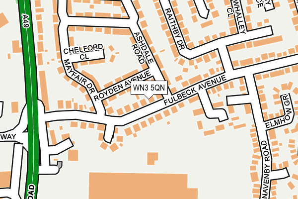 WN3 5QN map - OS OpenMap – Local (Ordnance Survey)