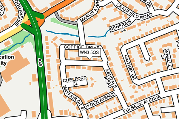 WN3 5QS map - OS OpenMap – Local (Ordnance Survey)