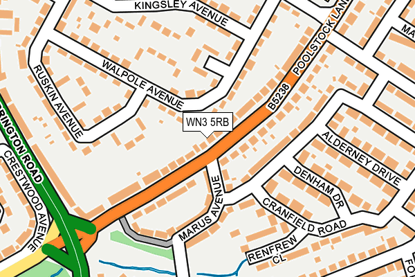 WN3 5RB map - OS OpenMap – Local (Ordnance Survey)