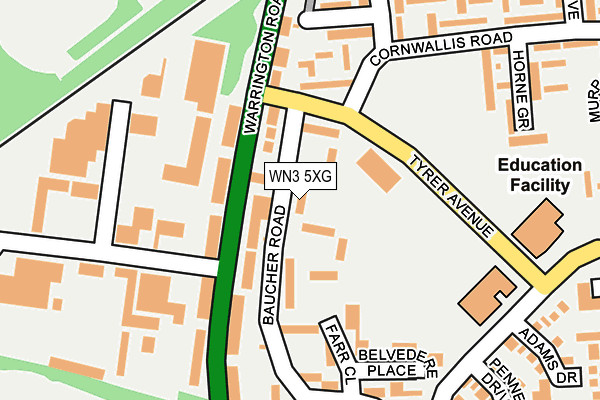 WN3 5XG map - OS OpenMap – Local (Ordnance Survey)