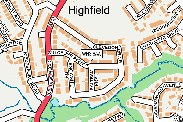 WN3 6AA map - OS OpenMap – Local (Ordnance Survey)