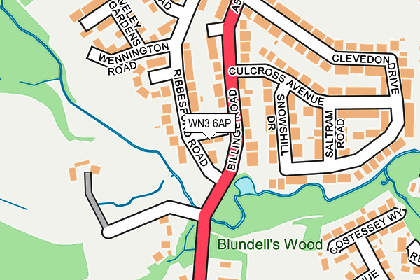 WN3 6AP map - OS OpenMap – Local (Ordnance Survey)