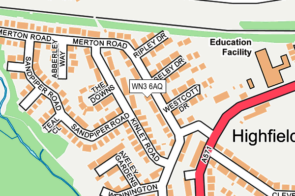 WN3 6AQ map - OS OpenMap – Local (Ordnance Survey)