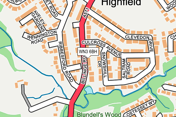 WN3 6BH map - OS OpenMap – Local (Ordnance Survey)