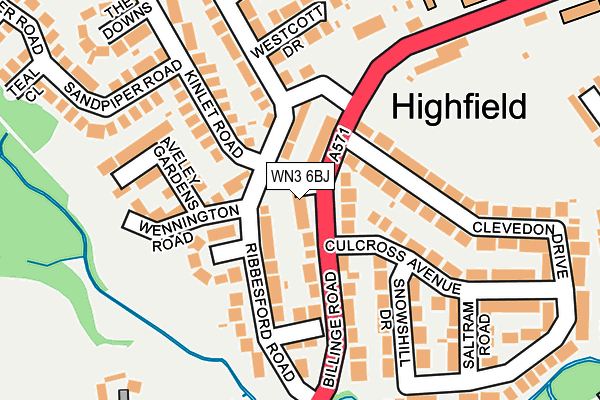 WN3 6BJ map - OS OpenMap – Local (Ordnance Survey)