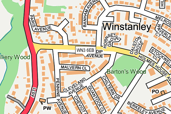 WN3 6EB map - OS OpenMap – Local (Ordnance Survey)