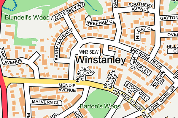 WN3 6EW map - OS OpenMap – Local (Ordnance Survey)