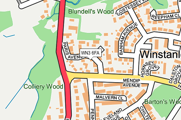 WN3 6FA map - OS OpenMap – Local (Ordnance Survey)