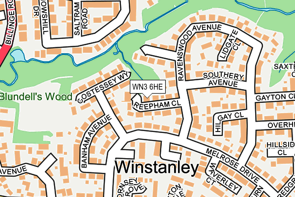 WN3 6HE map - OS OpenMap – Local (Ordnance Survey)