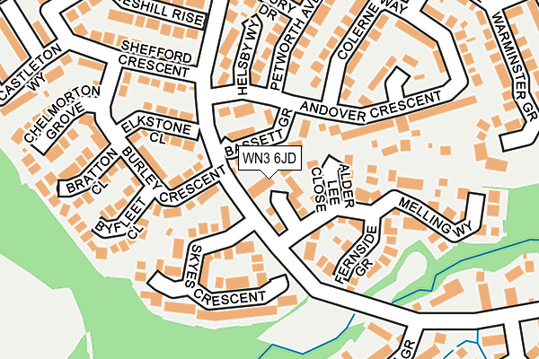 WN3 6JD map - OS OpenMap – Local (Ordnance Survey)