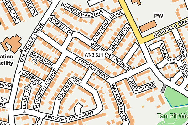 WN3 6JH map - OS OpenMap – Local (Ordnance Survey)