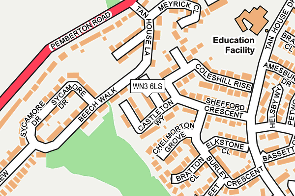 WN3 6LS map - OS OpenMap – Local (Ordnance Survey)