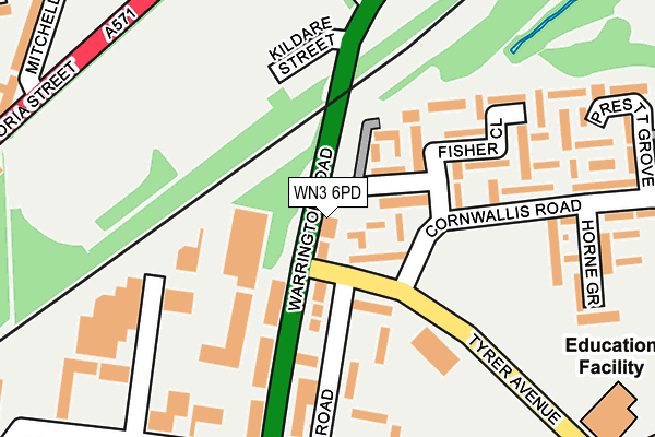 WN3 6PD map - OS OpenMap – Local (Ordnance Survey)