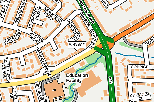 WN3 6SE map - OS OpenMap – Local (Ordnance Survey)