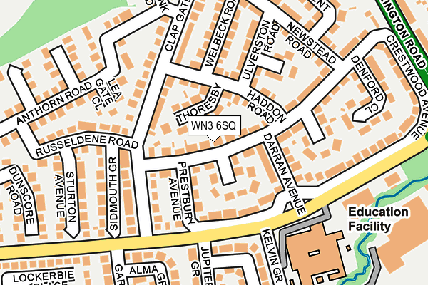 WN3 6SQ map - OS OpenMap – Local (Ordnance Survey)