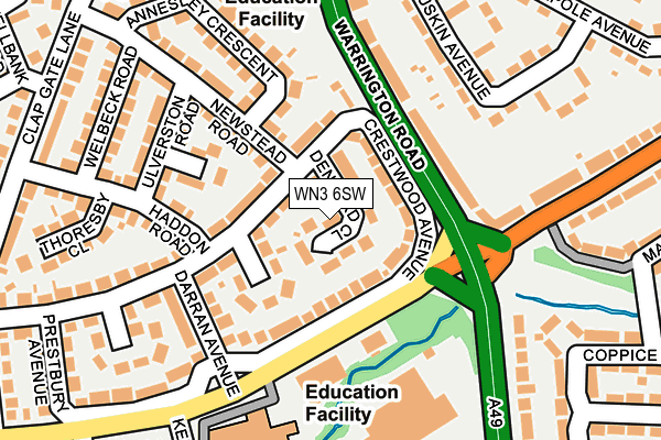 WN3 6SW map - OS OpenMap – Local (Ordnance Survey)