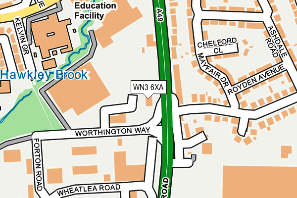 WN3 6XA map - OS OpenMap – Local (Ordnance Survey)