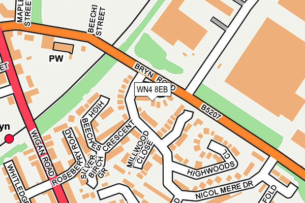 WN4 8EB map - OS OpenMap – Local (Ordnance Survey)