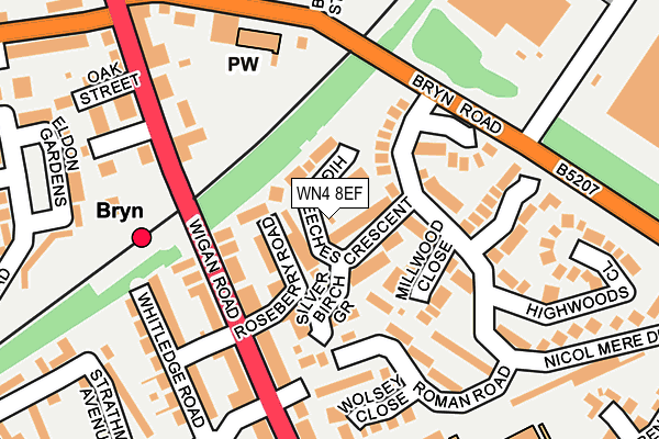 WN4 8EF map - OS OpenMap – Local (Ordnance Survey)