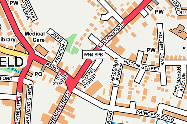WN4 8PB map - OS OpenMap – Local (Ordnance Survey)
