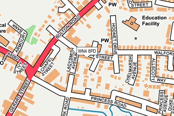 WN4 8PD map - OS OpenMap – Local (Ordnance Survey)
