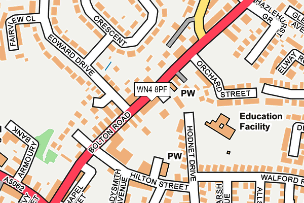 WN4 8PF map - OS OpenMap – Local (Ordnance Survey)