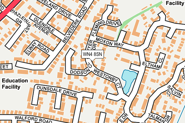 WN4 8SN map - OS OpenMap – Local (Ordnance Survey)