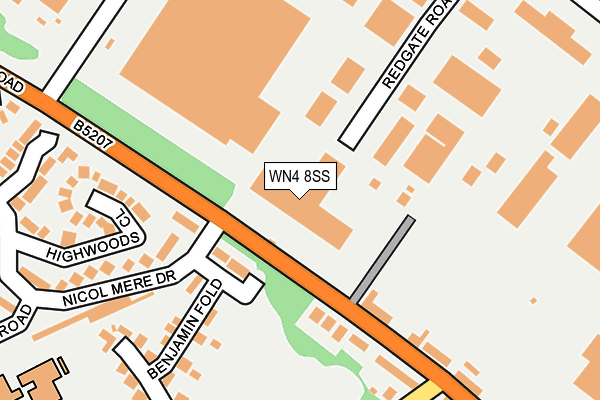 WN4 8SS map - OS OpenMap – Local (Ordnance Survey)